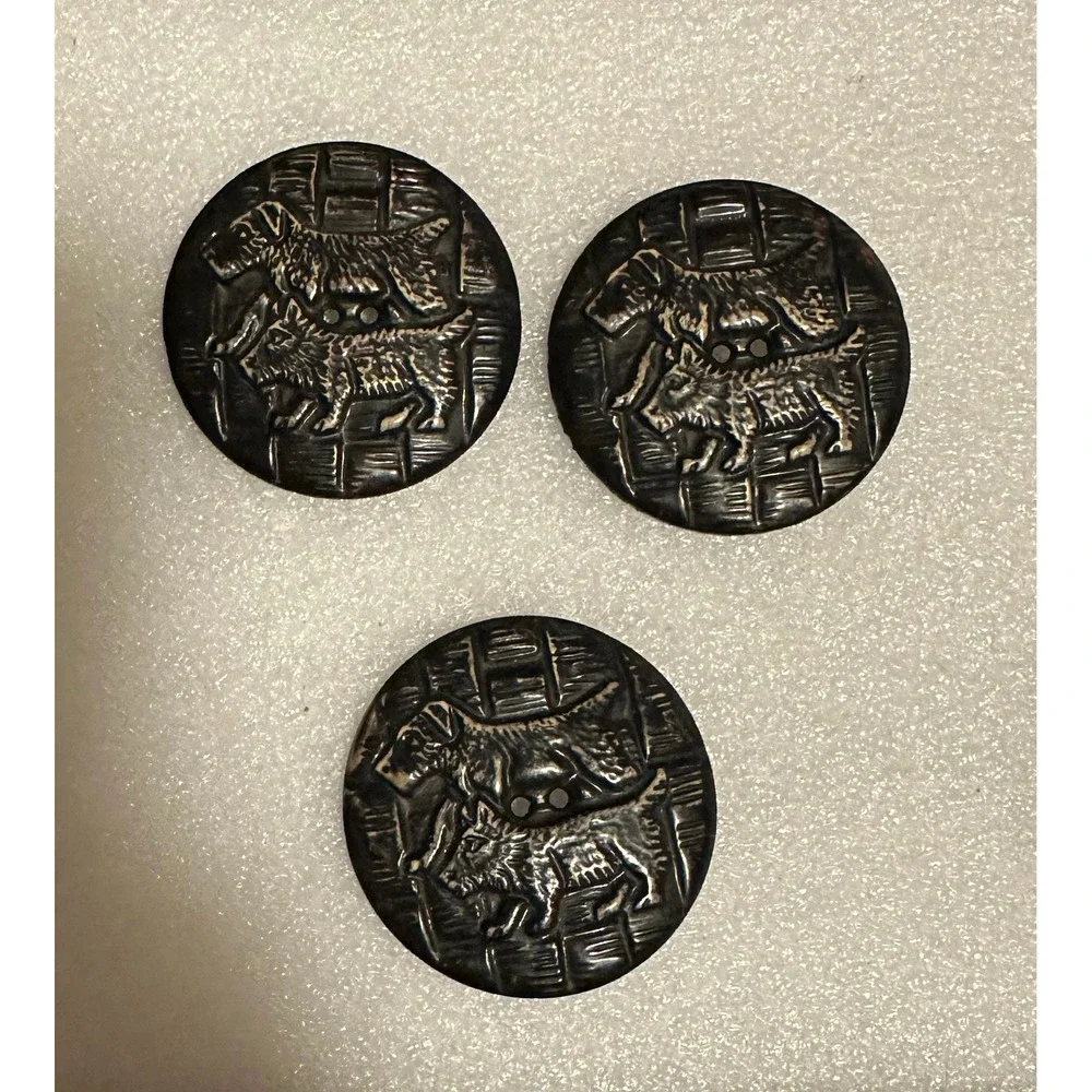 3 Vintage Celluloid Scotty Dogs Buttons